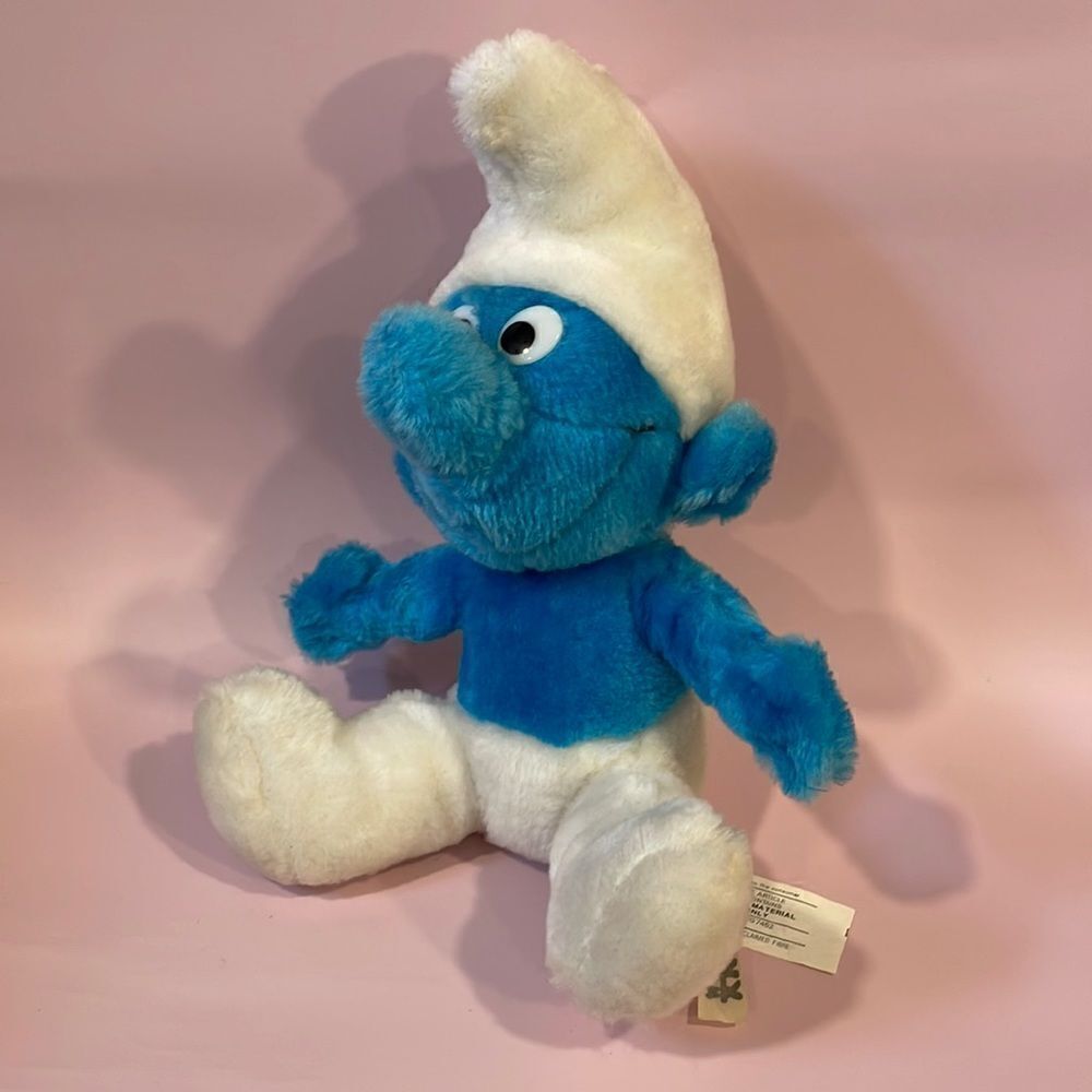 Vintage 1979 Smurf Plush Blue Stuffed Animal Wallace Berrie ganzbros 11” EUD